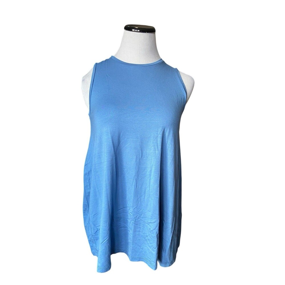 Eileen Fisher Tencel Tank Top Size XS Blue Drapey Flowy Quiet Luxury Minimalist